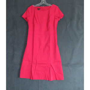 Talbots Dress Womens Size 6 Red Short Sleeve Pleated Modest Minimalist Work